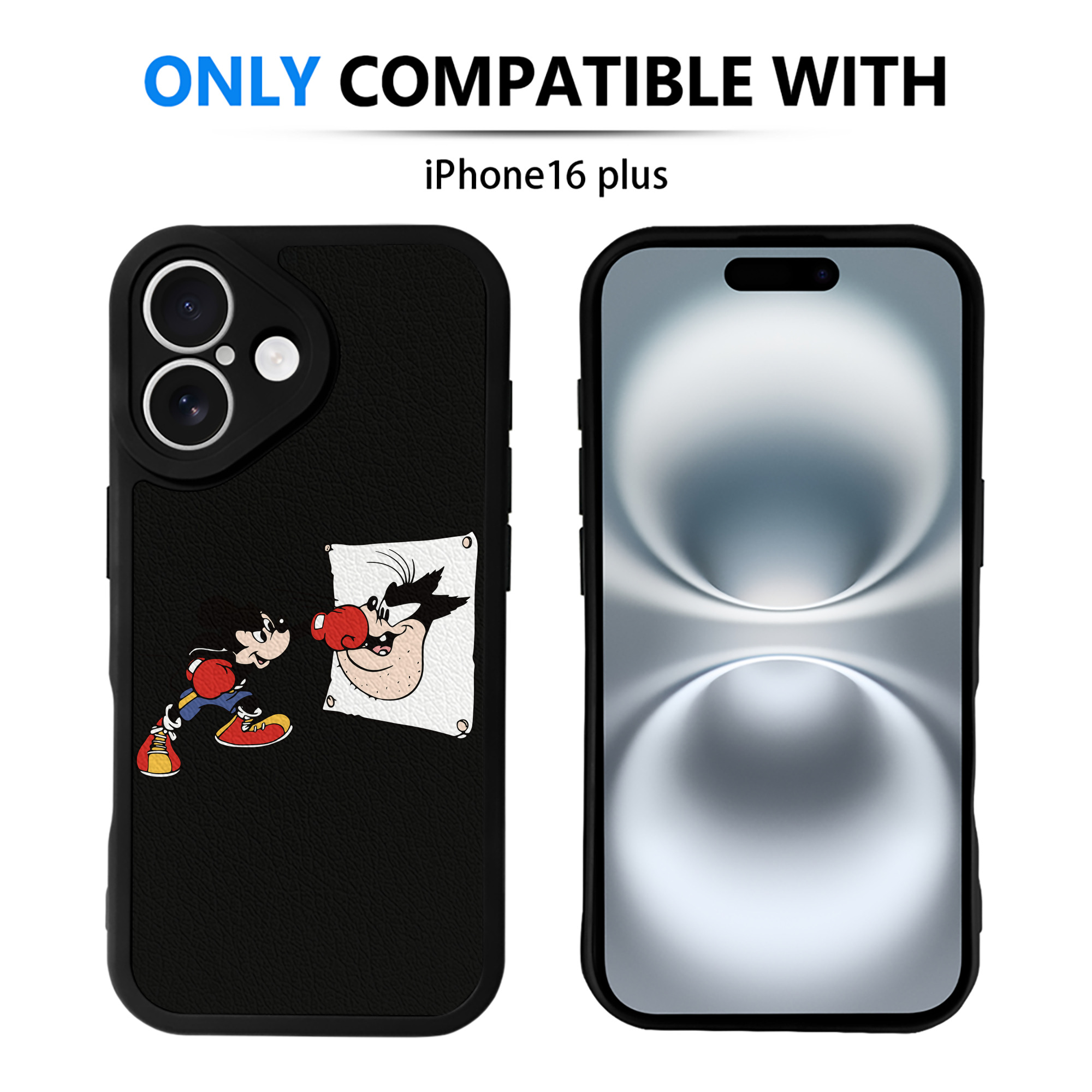 （画像用） ミッキーマウス Mickey Mouse 【iPhone 16シリーズ対応】シリコンスマホケース（レザー調） 材質：シリコン